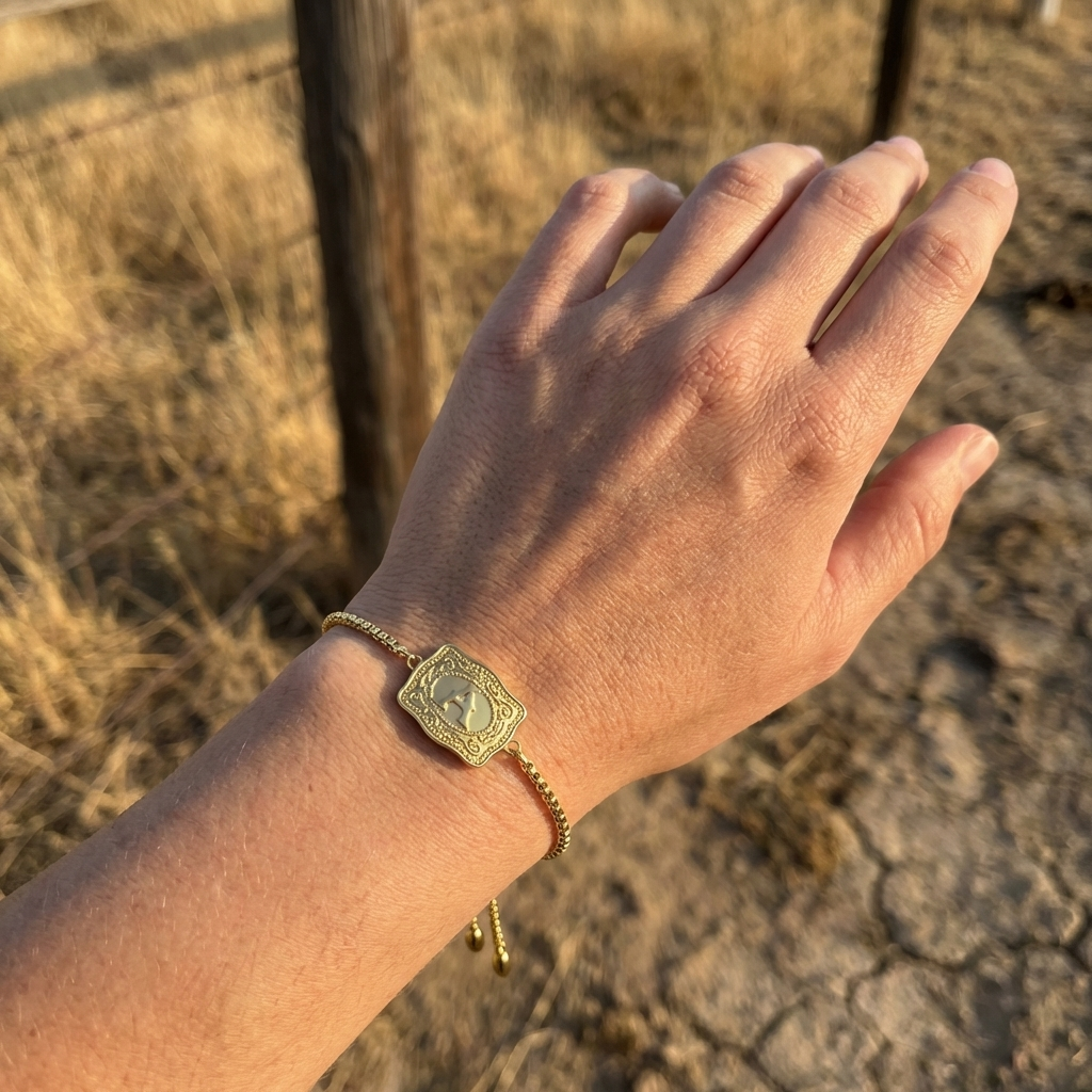 Initial bracelet in branded gift packaging from Flint and Feather