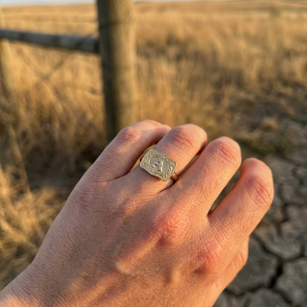 Flint & Feather — Country Initial Ring